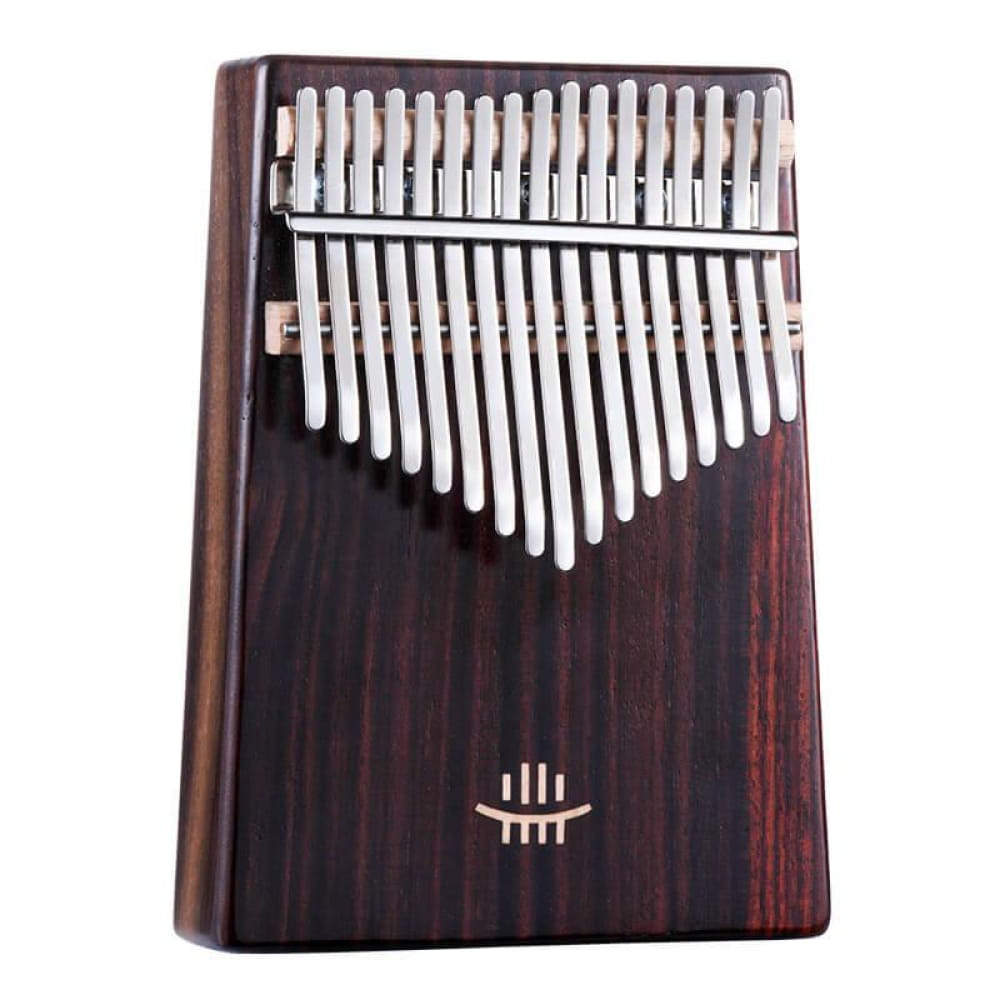 Wooden Kalimba thumb piano with metal tines in descending order, 17 Key Rosewood model