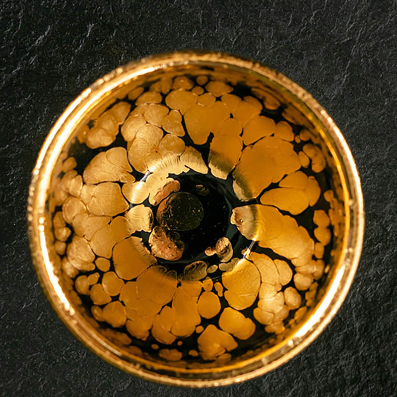 24K Gold Spot Pattern Jianzhan Ceramic Tea Cup Bowl