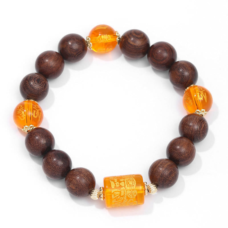 Om Mani Padme Hum Bracelet in Phoebe Zhennan Wood for Spiritual Protection
