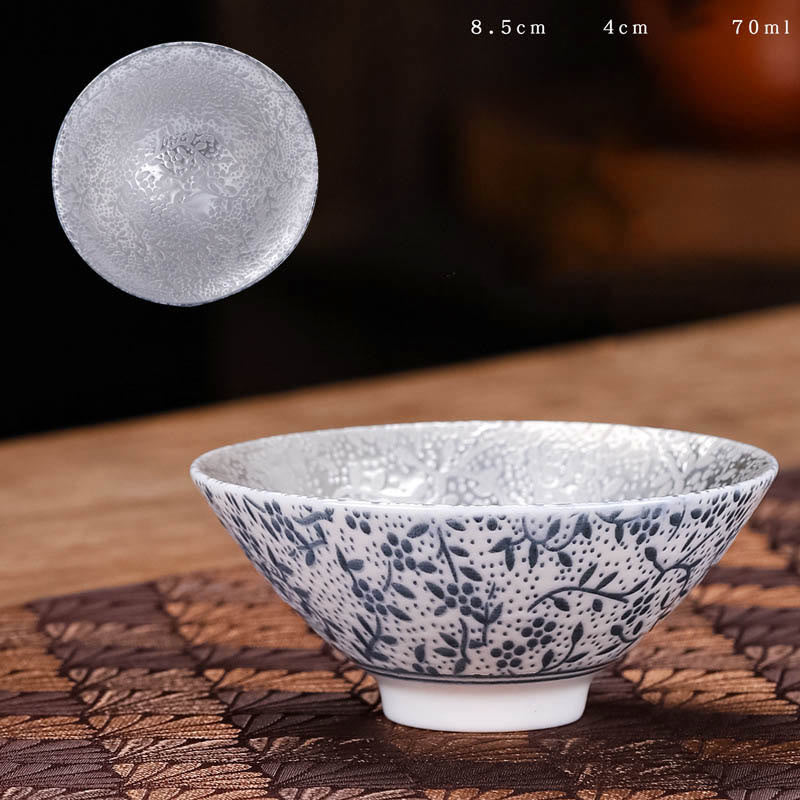 55ml Tibet Pattern Fu Character Ceramic Teacup for Kung Fu Tea