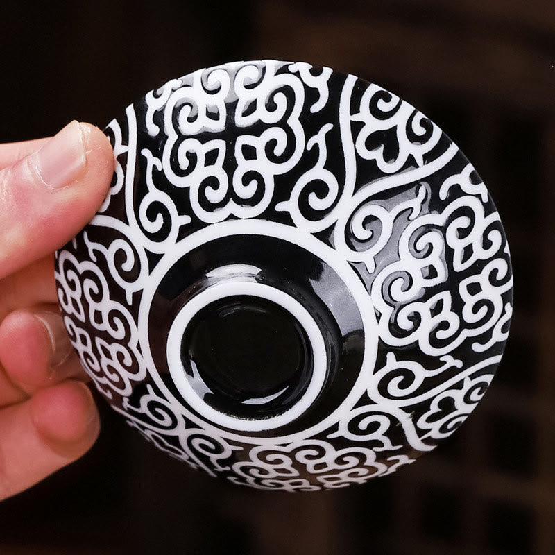 55ml Tibet Pattern Fu Character Ceramic Teacup for Kung Fu Tea