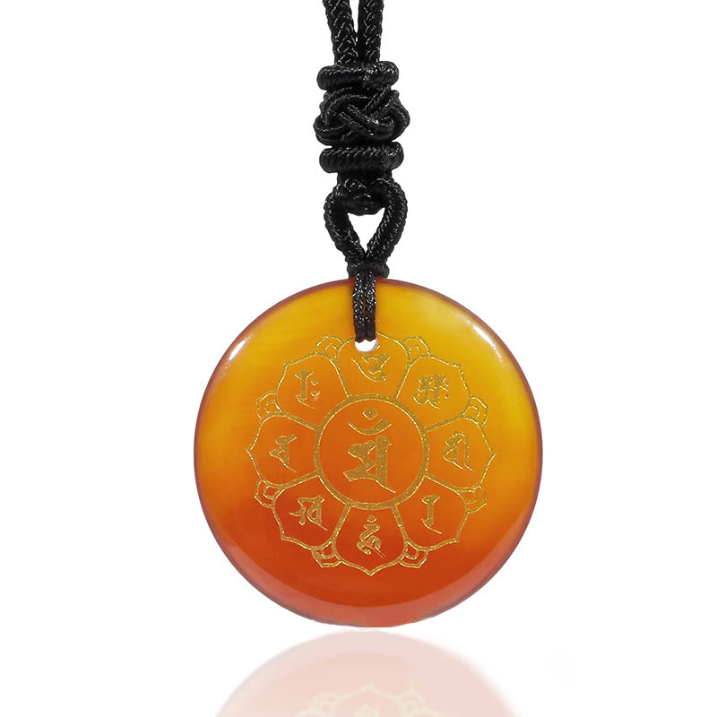 Om Mani Padme Hum Necklace | Black Obsidian Strength Pendant