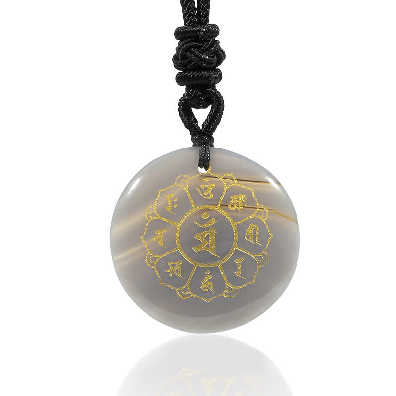Om Mani Padme Hum Necklace | Black Obsidian Strength Pendant