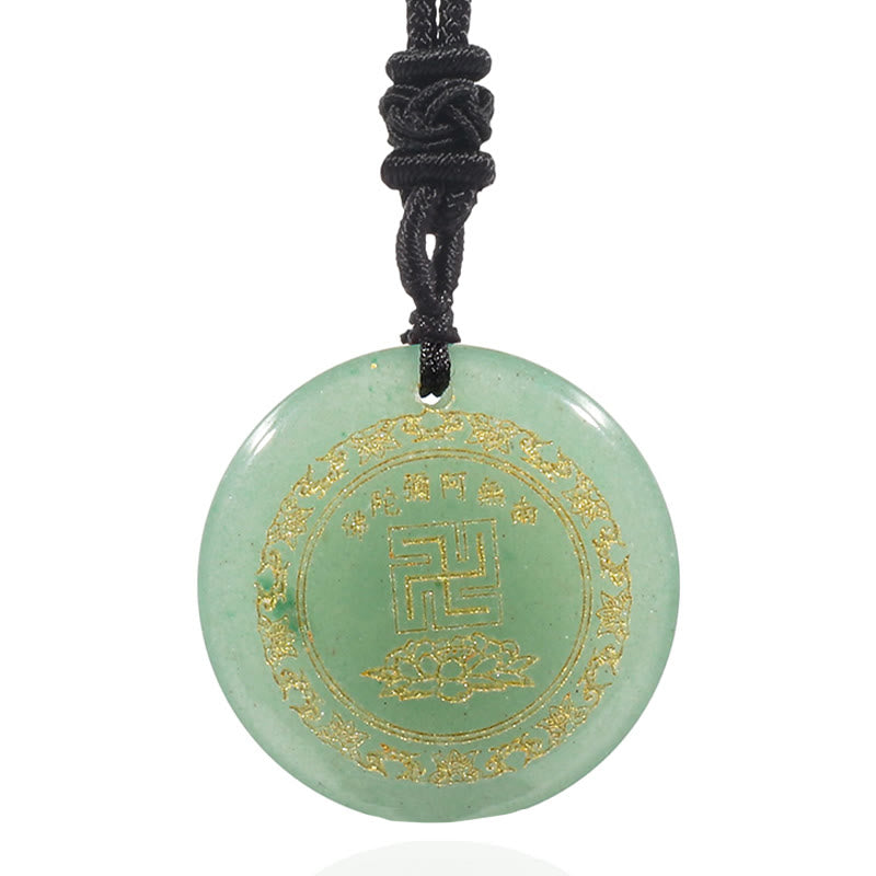 Swastika Lotus Pattern Black Obsidian Purification Necklace