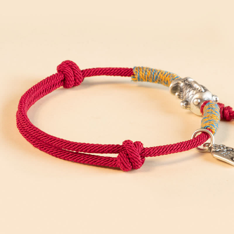 999 Sterling Silver Red String Koi Fish Protection Bracelet