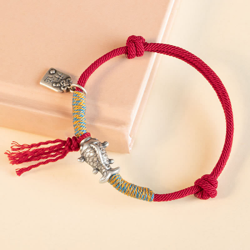 999 Sterling Silver Red String Koi Fish Protection Bracelet