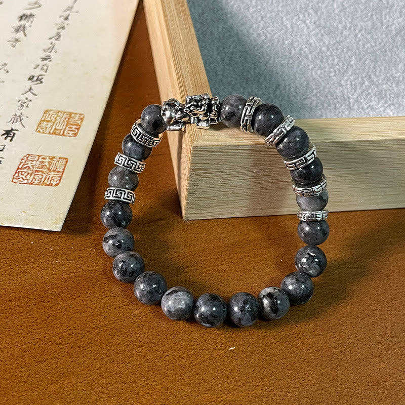 Black Glitter Stone Pixiu Power Bracelet for Wealth