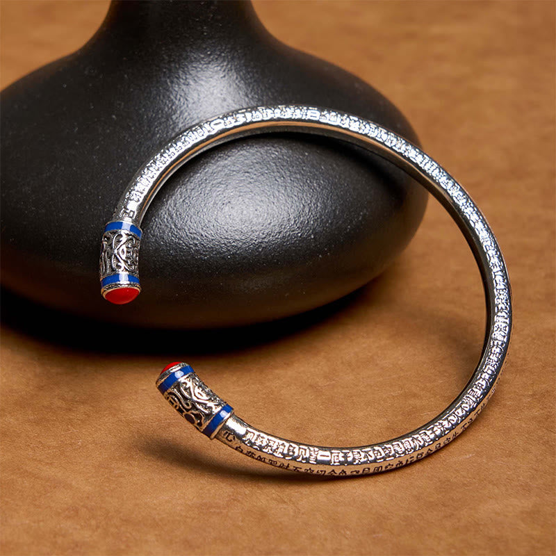 58mm Copper Heart Sutra Carved Coins Healing Bracelet