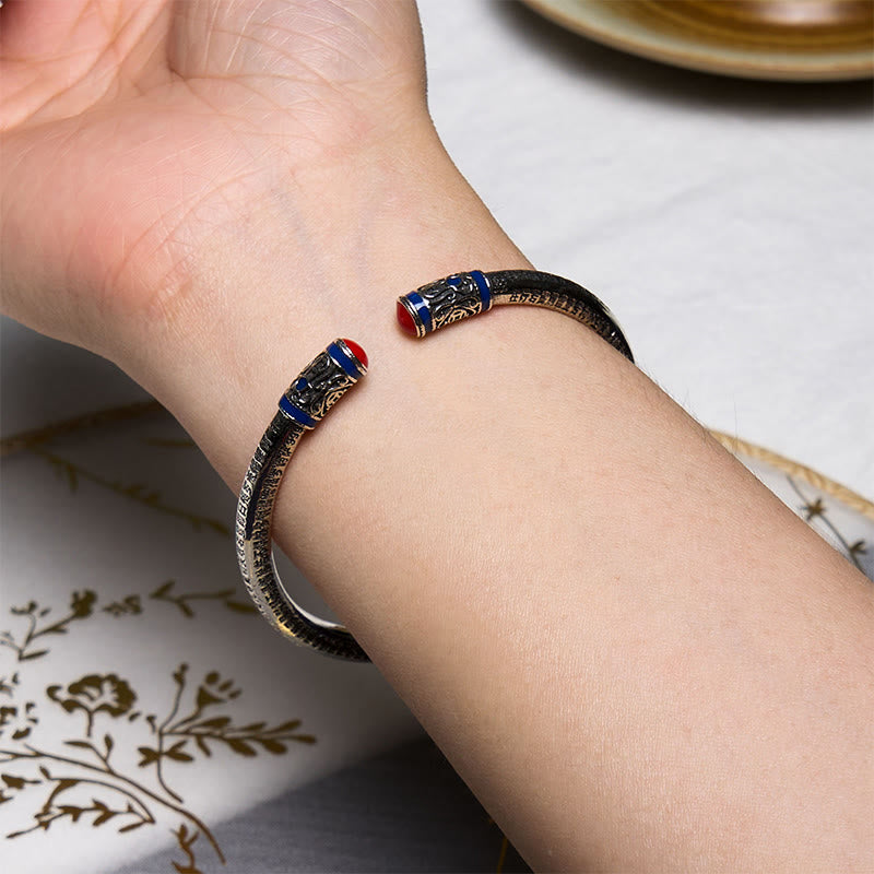 58mm Copper Heart Sutra Carved Coins Healing Bracelet