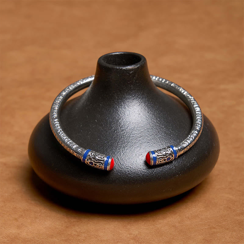 58mm Copper Heart Sutra Carved Coins Healing Bracelet