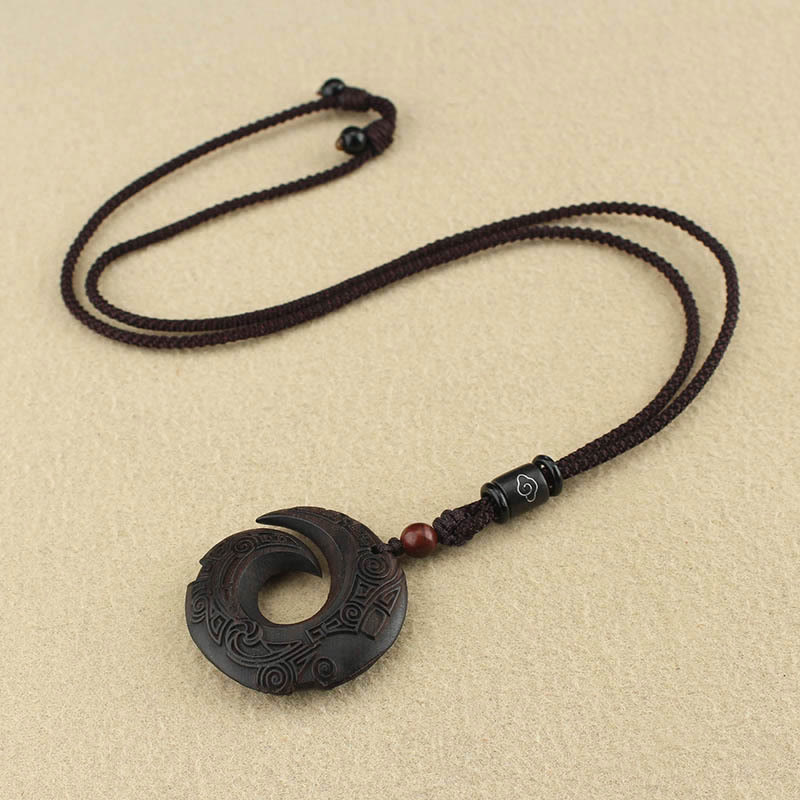 Spiritual Ebony Wood & Sandalwood Necklace for Luck & Peace