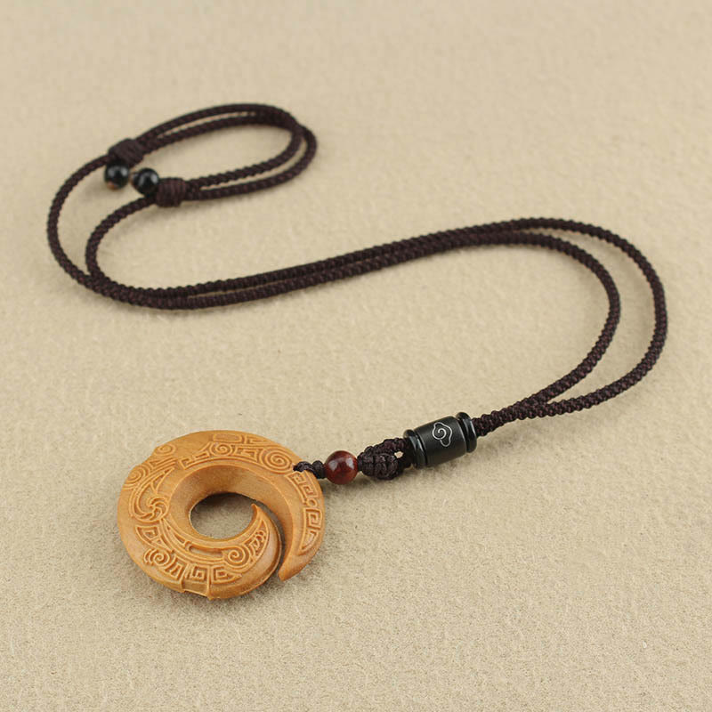 Spiritual Ebony Wood & Sandalwood Necklace for Luck & Peace