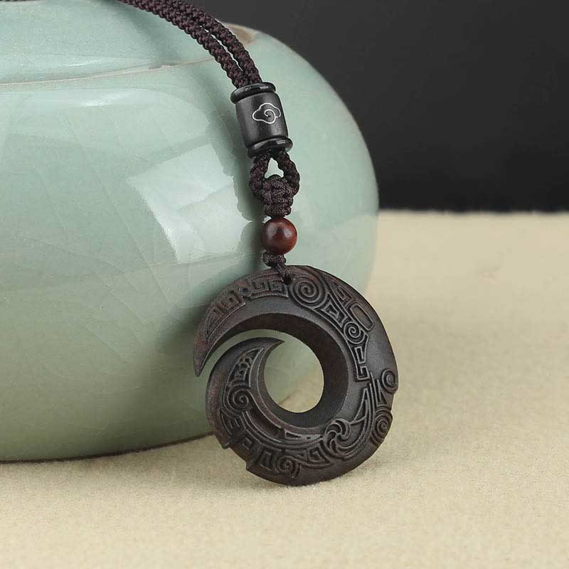 Spiritual Ebony Wood & Sandalwood Necklace for Luck & Peace