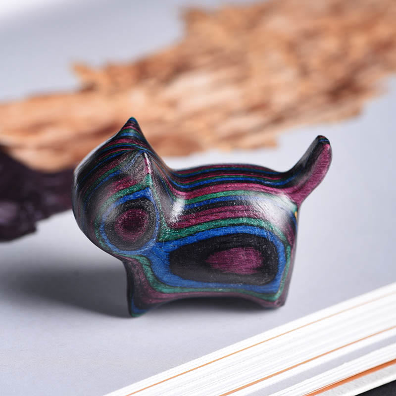 Colorful Mini Wooden Cat Decoration | Zen Home Charm