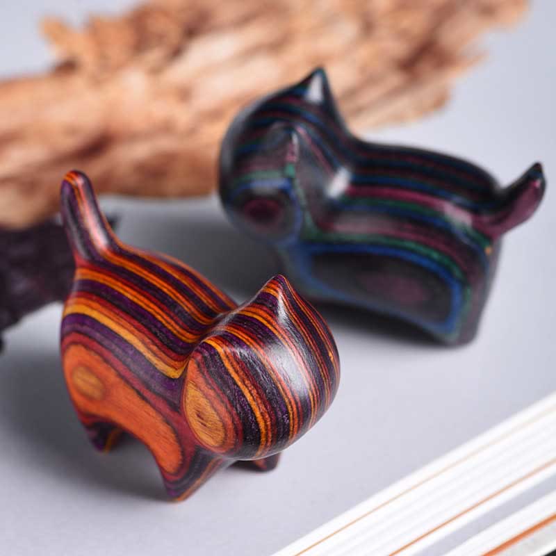 Colorful Mini Wooden Cat Decoration | Zen Home Charm