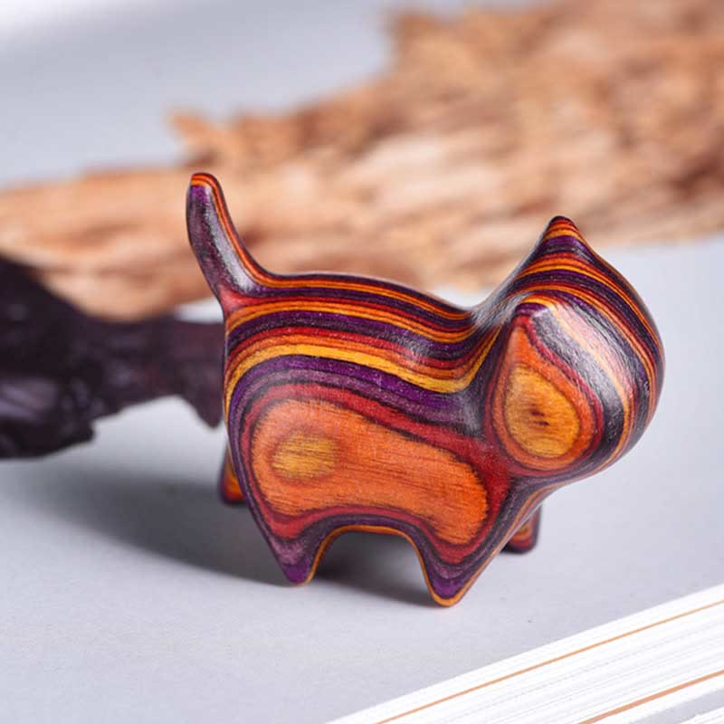 Colorful Mini Wooden Cat Decoration | Zen Home Charm