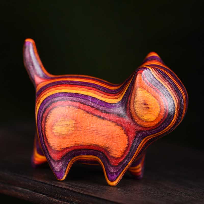 Colorful Mini Wooden Cat Decoration | Zen Home Charm