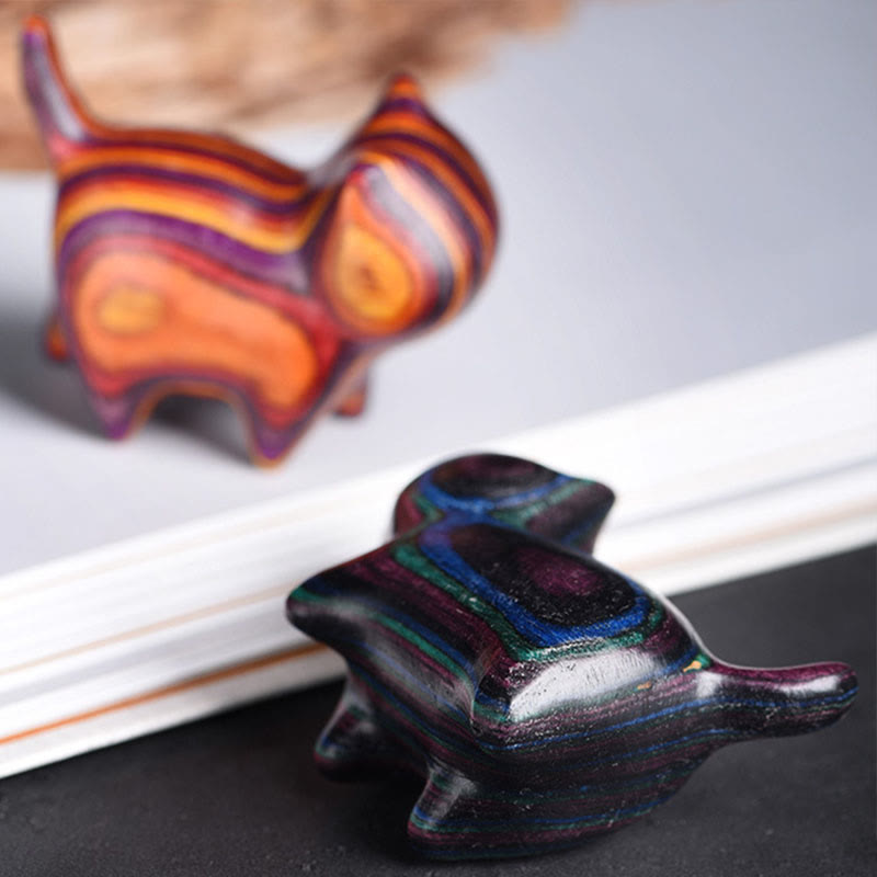 Colorful Mini Wooden Cat Decoration | Zen Home Charm