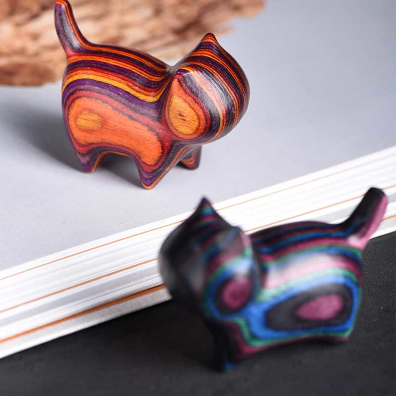 Colorful Mini Wooden Cat Decoration | Zen Home Charm