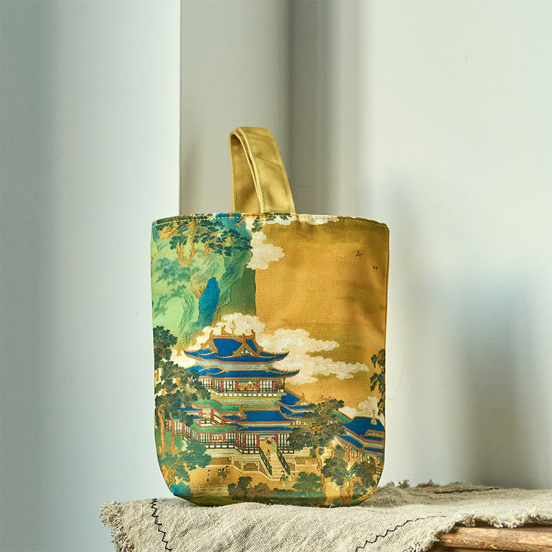Immortal Pavilions Canvas Handbag | Classic Chinese Tote