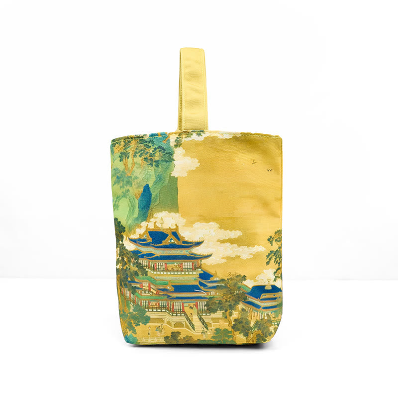 Immortal Pavilions Canvas Handbag | Classic Chinese Tote