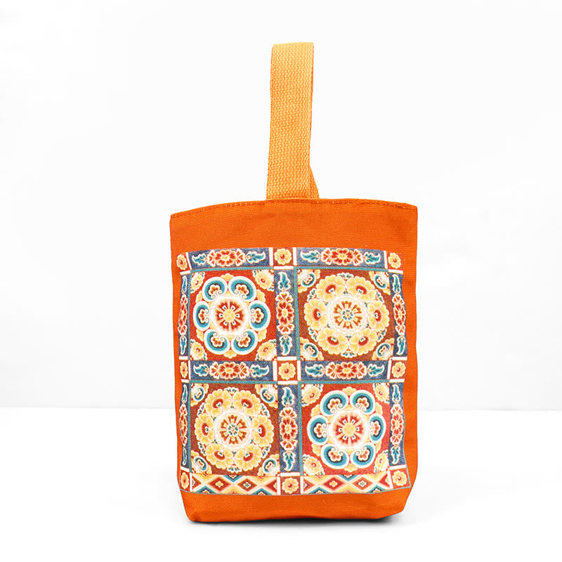 Dunhuang Canvas Handbag with Lotus 15cm