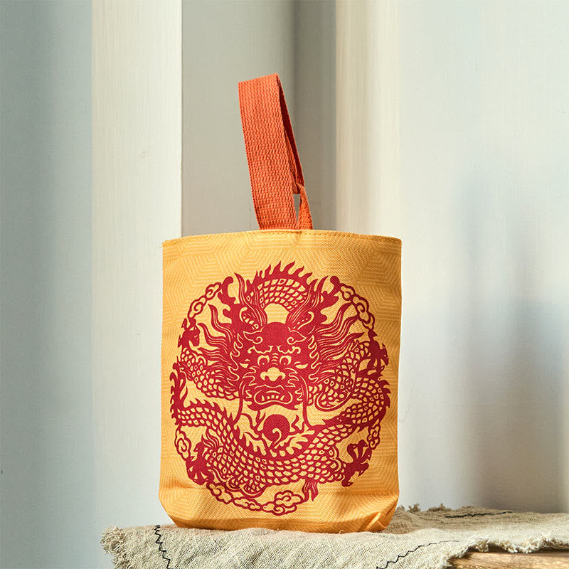 Chinese Dragon Canvas Handbag | Spiritual Luck Accessory