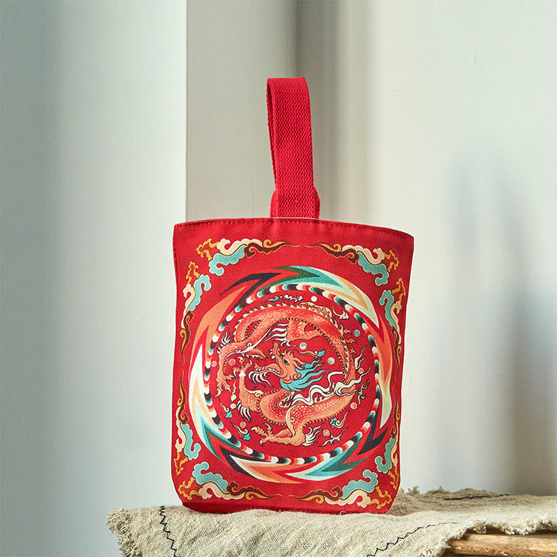 Chinese Dragon Canvas Handbag | Spiritual Luck Accessory