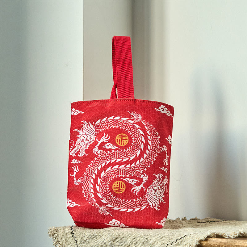 Chinese Dragon Canvas Handbag | Spiritual Luck Accessory