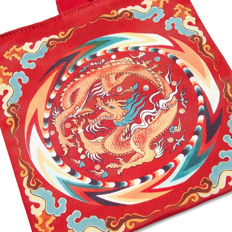 Chinese Dragon Canvas Handbag | Spiritual Luck Accessory