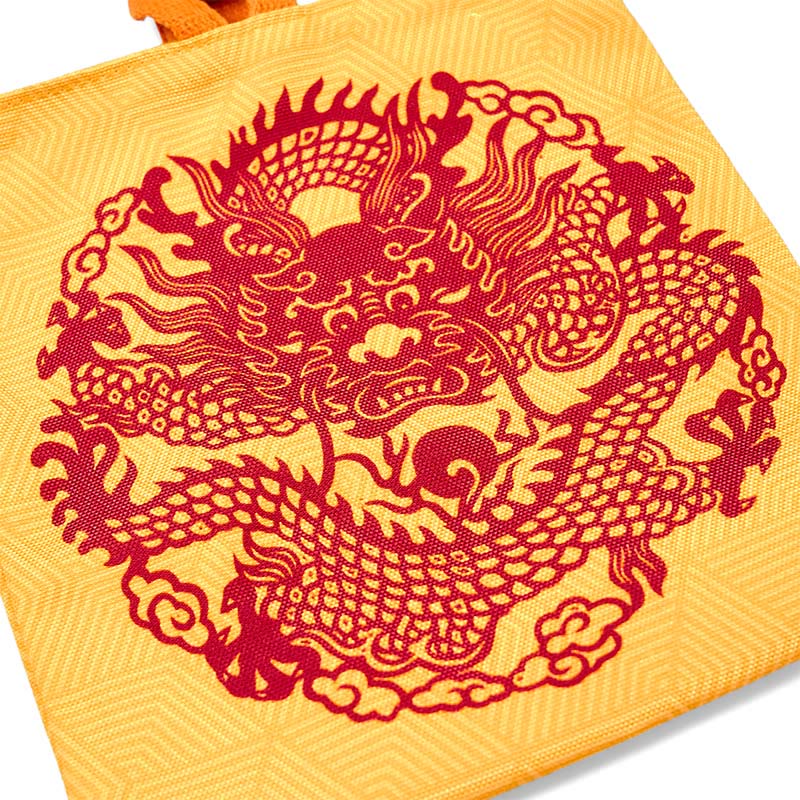 Chinese Dragon Canvas Handbag | Spiritual Luck Accessory