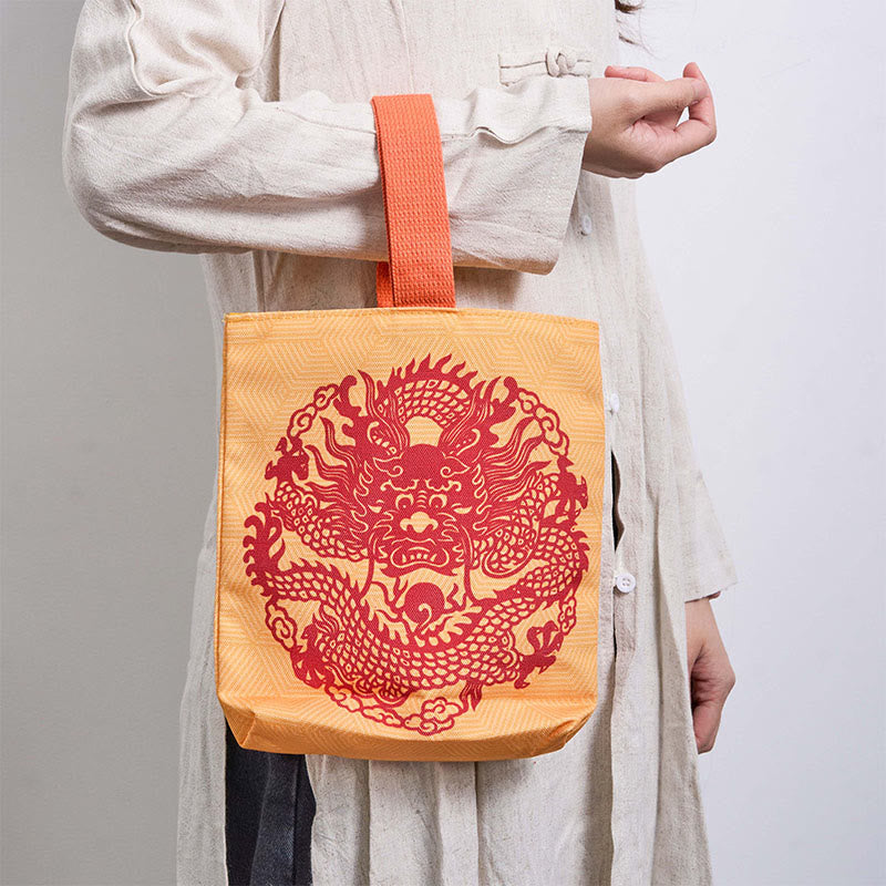 Chinese Dragon Canvas Handbag | Spiritual Luck Accessory