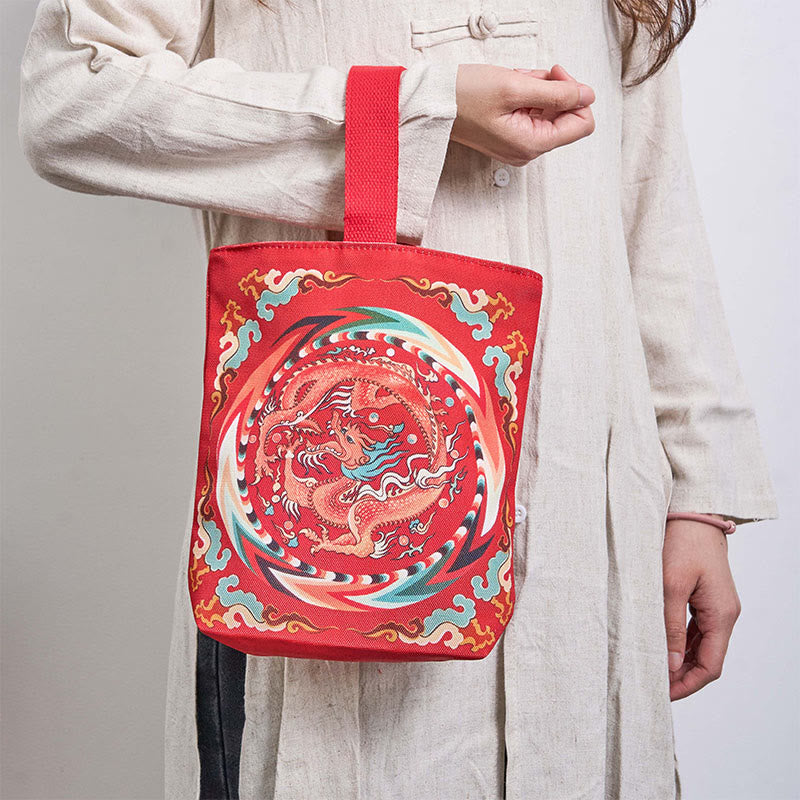 Chinese Dragon Canvas Handbag | Spiritual Luck Accessory