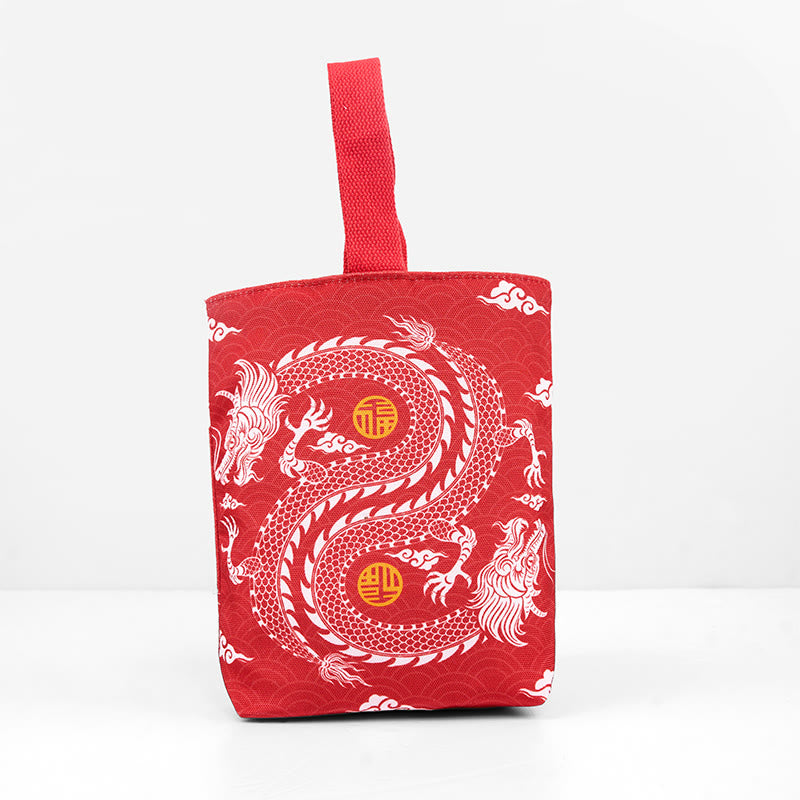 Chinese Dragon Canvas Handbag | Spiritual Luck Accessory