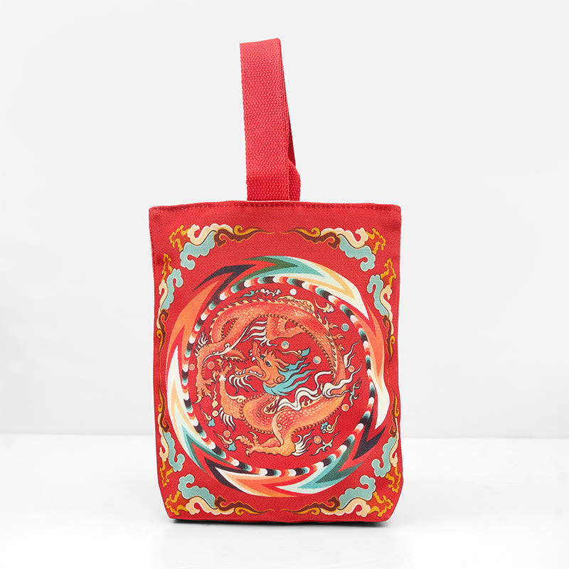 Chinese Dragon Canvas Handbag | Spiritual Luck Accessory