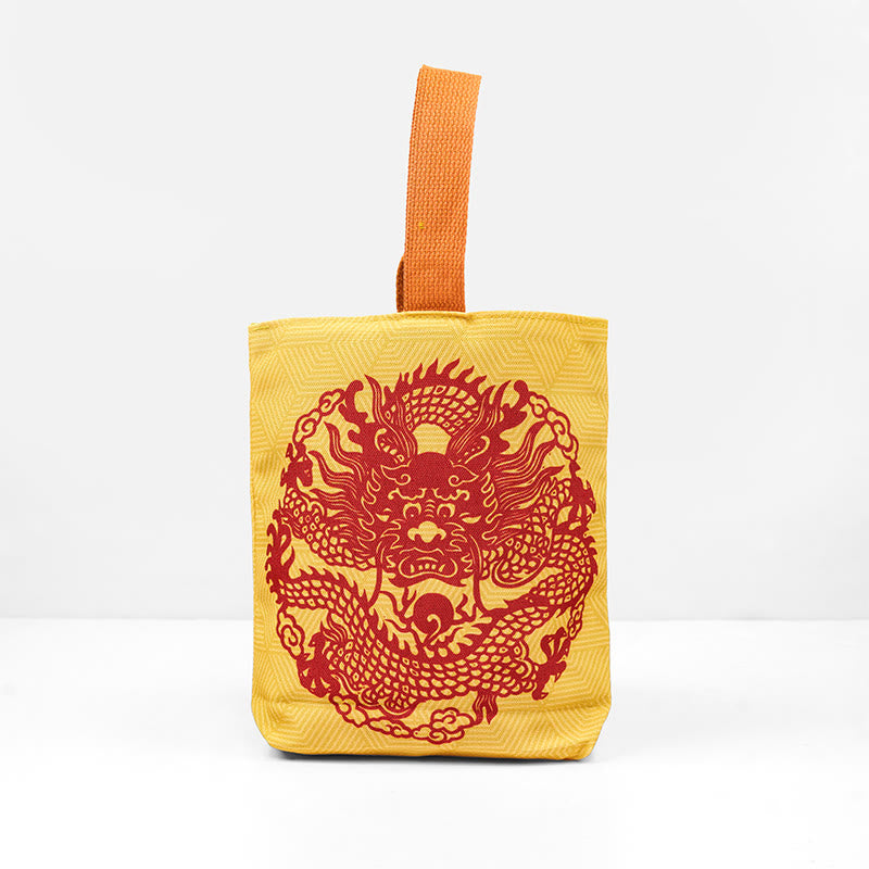 Chinese Dragon Canvas Handbag | Spiritual Luck Accessory