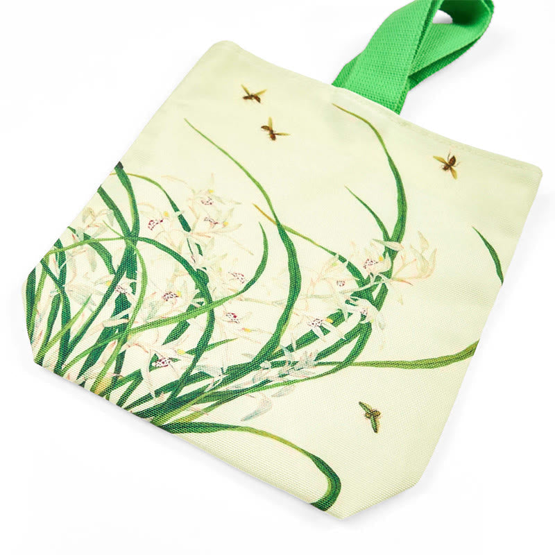 Orchid Bee Canvas Handbag | Yoga Tote with Natural Harmony