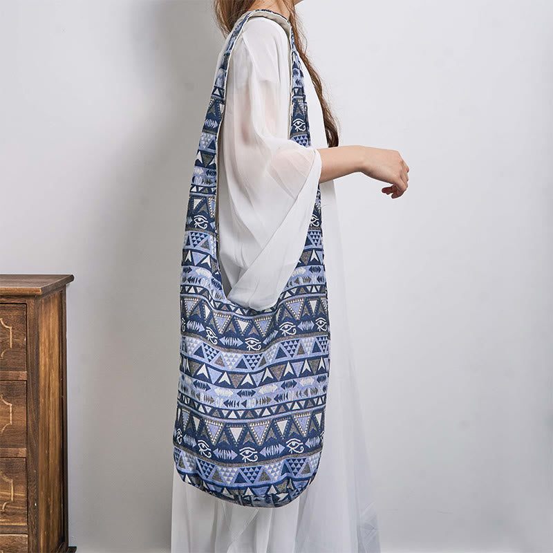 Cotton Stripes Pattern Crossbody Bag for Yoga Mats