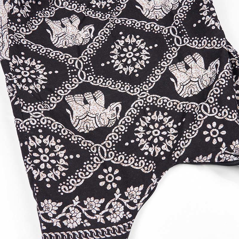 Cotton Elephant Stripes Crossbody Bag for Yoga and Daily Use