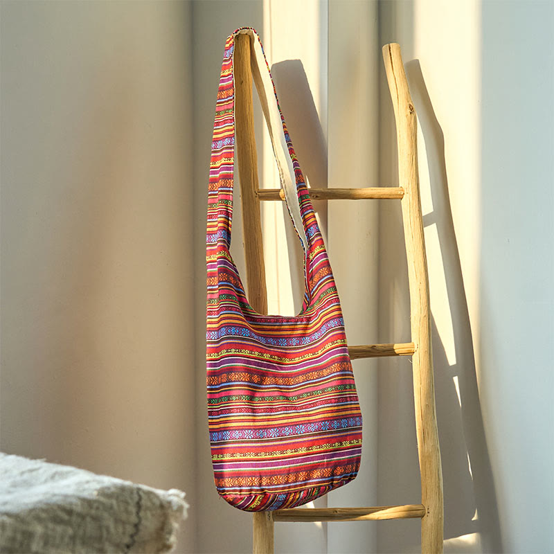 Cotton Stripes Pattern Crossbody Bag | Durable Yoga Bag