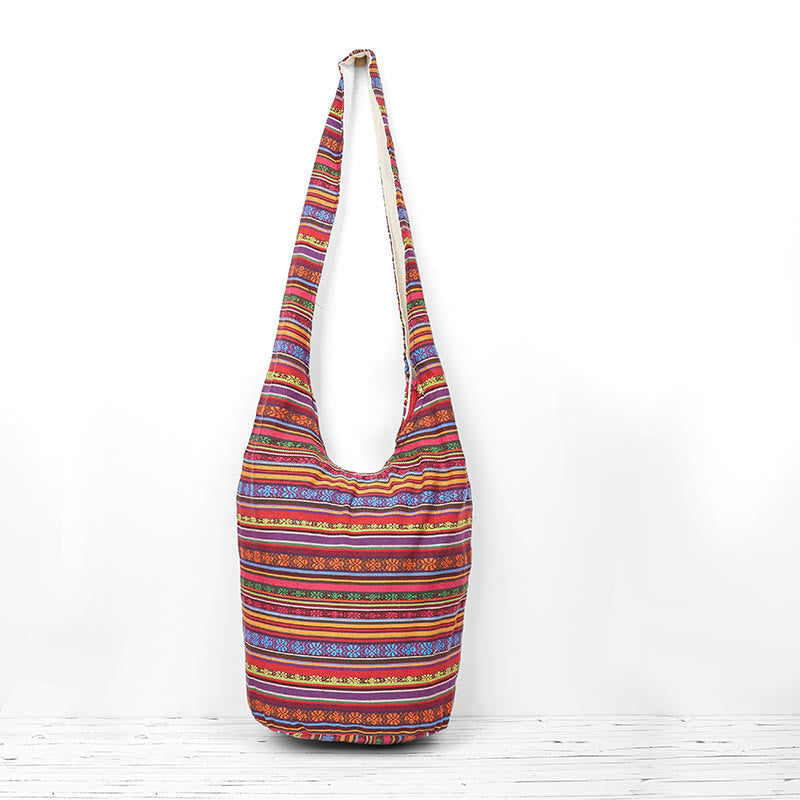 Cotton Stripes Pattern Crossbody Bag | Durable Yoga Bag