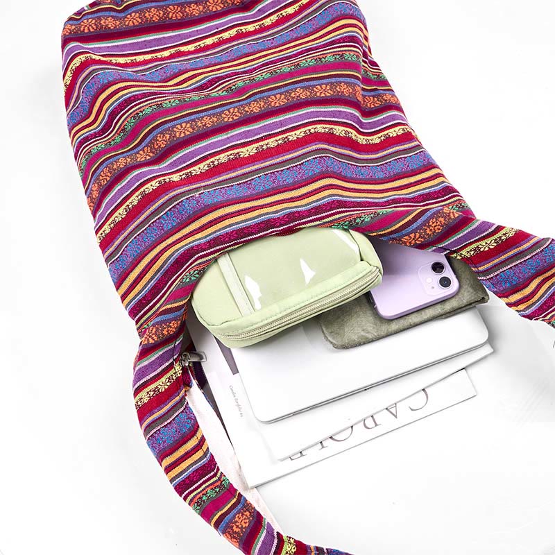 Cotton Stripes Pattern Crossbody Bag | Durable Yoga Bag