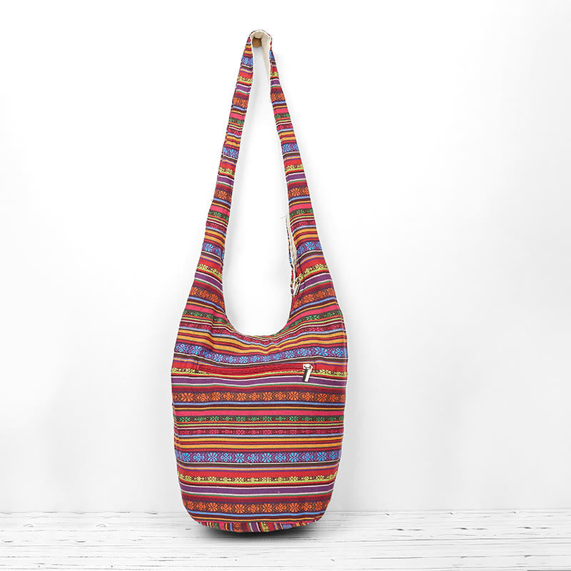 Cotton Stripes Pattern Crossbody Bag | Durable Yoga Bag