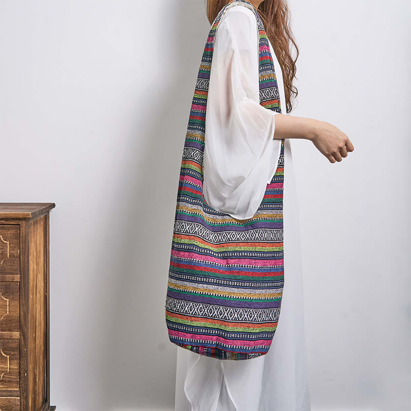 Cotton Stripes Pattern Crossbody Bag | Durable Yoga Bag