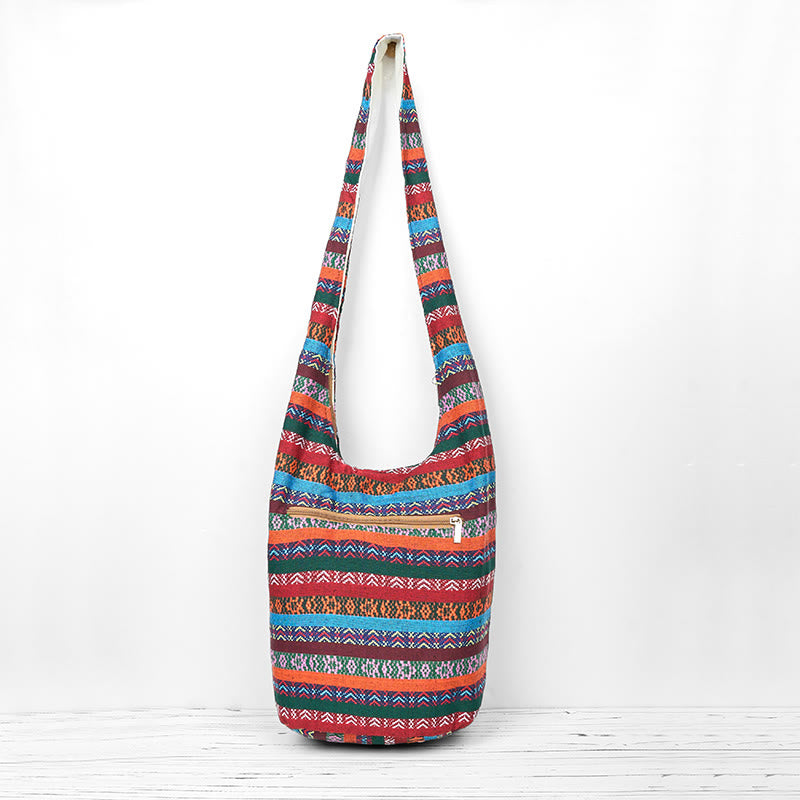 Colored Geometric Cotton Yoga Bag with Stripes Pattern