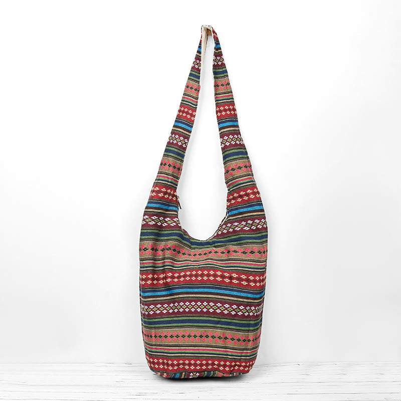 Colored Geometric Cotton Yoga Bag with Stripes Pattern