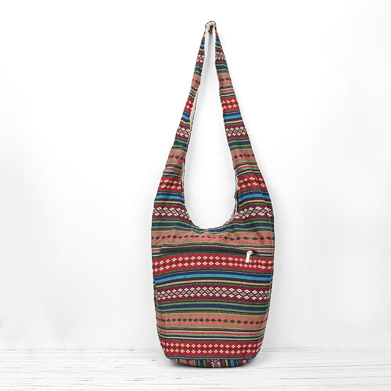 Colored Geometric Cotton Yoga Bag with Stripes Pattern