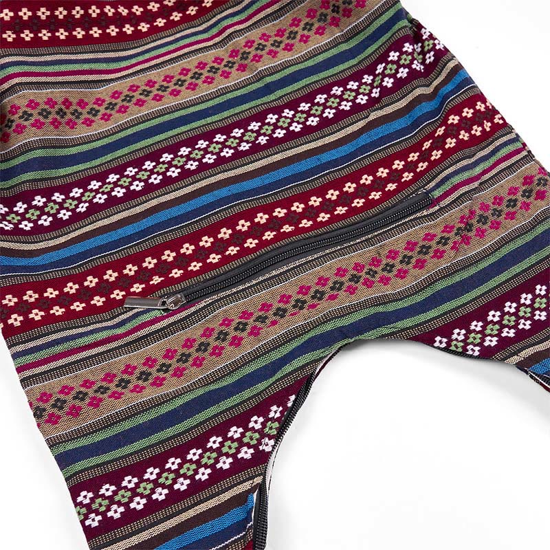 Colored Geometric Cotton Yoga Bag with Stripes Pattern