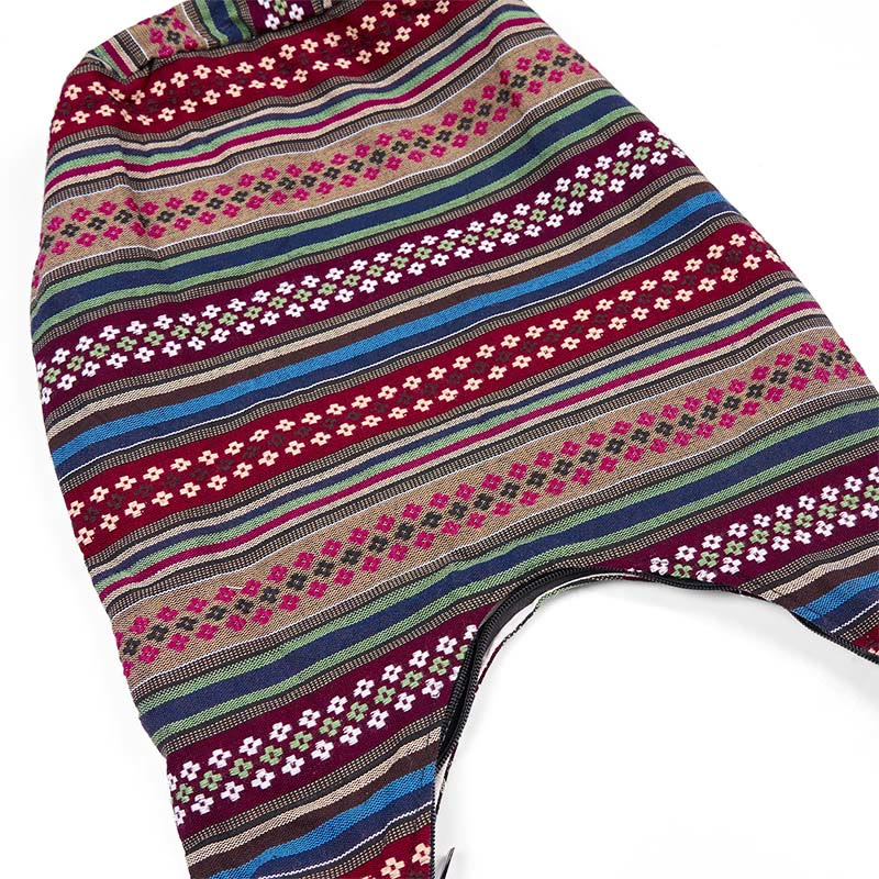 Colored Geometric Cotton Yoga Bag with Stripes Pattern