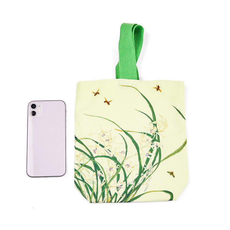 Orchid Bee Canvas Handbag | Yoga Tote with Natural Harmony